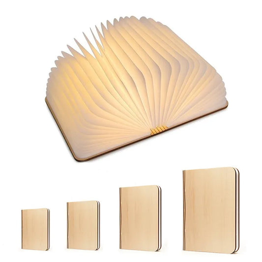 Top sell 2024 Hot sale wooden mini USB led rechargeable light folding paper book shape lamp